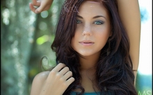 brunettes women blue eyes outdoors 1920x1340 wallpaper 